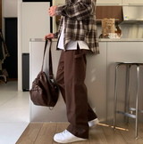 レビオダブルニーバックバンディングセミワイドコットンパンツ