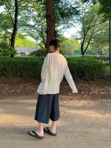 ワッフルオーバーヘンリーネック長袖Tシャツ