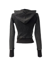 vintage washed slim hood zip-up