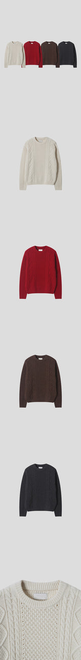 [F/W] ウールツイストケーブルニット (4色)