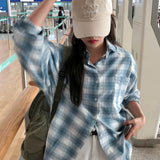 Blue Pepper Oversized Fit Boxy Fit Checkered Shirt Shirt [MANDARINETREE ONLY]
