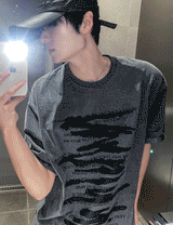 lettering brush drawing short sleeve T-shirt
