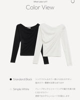 【MADE】ドレープネックシャーリングTシャツ