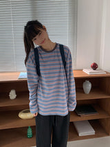 [ユニセックス] キューバオーバーストライプロングスリーブTシャツ