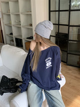 Boxy loose fit off-shoulder sweatshirt