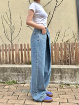WRAP WAIST WIDE FIT DENIM PANTS code 18104