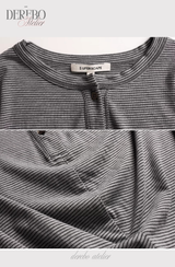 Mint Loose Stripe Long Sleeve T-shirt