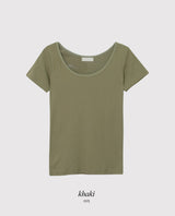 ベーシック ムード スリム Uネック Tシャツ (6color)