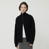 FULL KNIT ZIP UP BLACK
