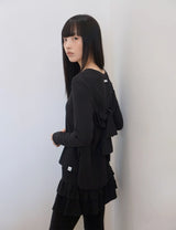 BACK RIBBON T-SHIRT(BLACK)