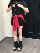 Lovely Note Two-Way Square Neck Off Shoulder Ribbon BLouse