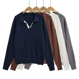 Twisted collar knit pants two-piece set