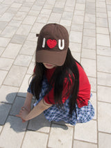 I ♡ U Crochet Cap-Brown