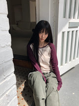Pli コントラスト ラグラン ロングスリーブTシャツ