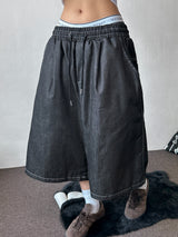 Starju Non-Fade Stitch Denim Bermuda Shorts 2color