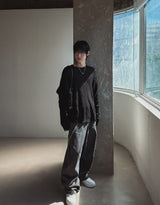 Cozy volume cut denim pants
