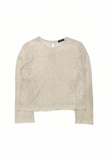 Crochet Lace Blouse Tee (Beige)