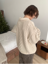 ルネットショールカラーケーブルニット