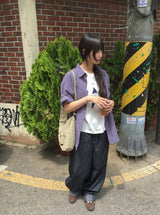 [unisex] ナユヒパープル半袖チェックシャツ
