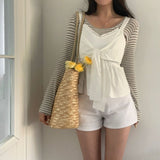 [BELLIDE MADE] punching striped long-sleeved T-shirt