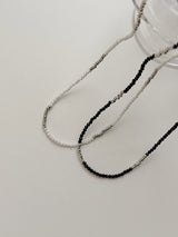 [2 color] mini bead crystal necklace choker / simple daily black white