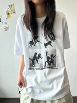 ジュジュ フォーセクション ブラックホワイト オーバーサイズTシャツ - 4カラー
