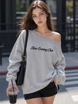 SIGNATURE LOGO ONE-SHOULDER SWEATSHIRT [GRAY]