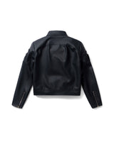 PADDED-SHOULDER LEATHER JACKET