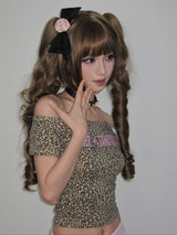 レオパードオフショルダーT (Beige)