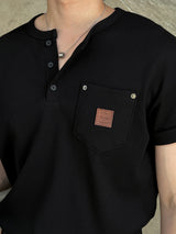 LMN Rivet 3 Button Waffle Short Sleeve Tee (3 colors)