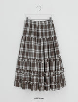 Giet Frill Banding Check Long Skirt