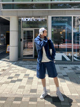 LMNシティオーバーサイズフィットフーデッドジップアップカーゴショーツセット (7 colors)
