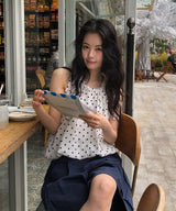 Ribbon tie blouse_dot