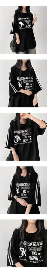 I-リングボクシーフィットトラックライン半袖Tシャツ