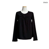 (3color) リボンシャーリングフレア長袖Tシャツ