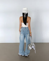 punching padded built-in halterneck blouse