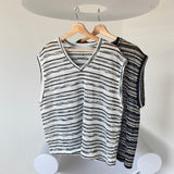 Net see-through dangara v neck knit vest 2C