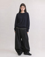 (UNISEX) ピンタック ストライプ ワイド スラックス