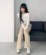 スリム フィット クロップ ロングスリーブ ティーシャツ [フォーカラー]