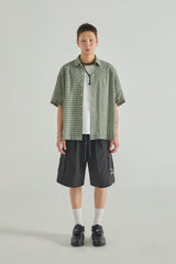 LOGO POINT NYLON CARGO HALF PANTS - BLACK
