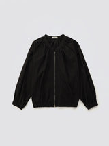 Shirring Zip-up Blouse Jumper_Black