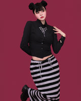 striped wide knit long skirt (4color)