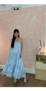 Sky Cloud Cancan Sleeveless Long One Piece