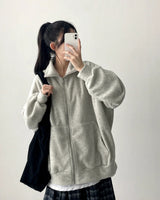 Mepo Soft Fleece Overfit High Neck Zip-up