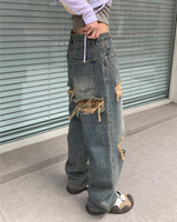 (Unisex) Vintage check denim pants