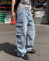 (Unisex) Monster cargo denim pants