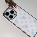 [MADE] ストロベリードットスマホケース (グラスシルバーバンパー)