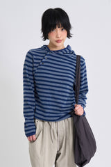 Diagonal button knit hoodie