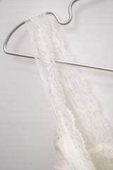 Lace-Trimmed Shirred Smocked Bra Top (White)