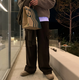 [In-house production]  ファーストコーデュロイカーゴストリングワイドパンツ